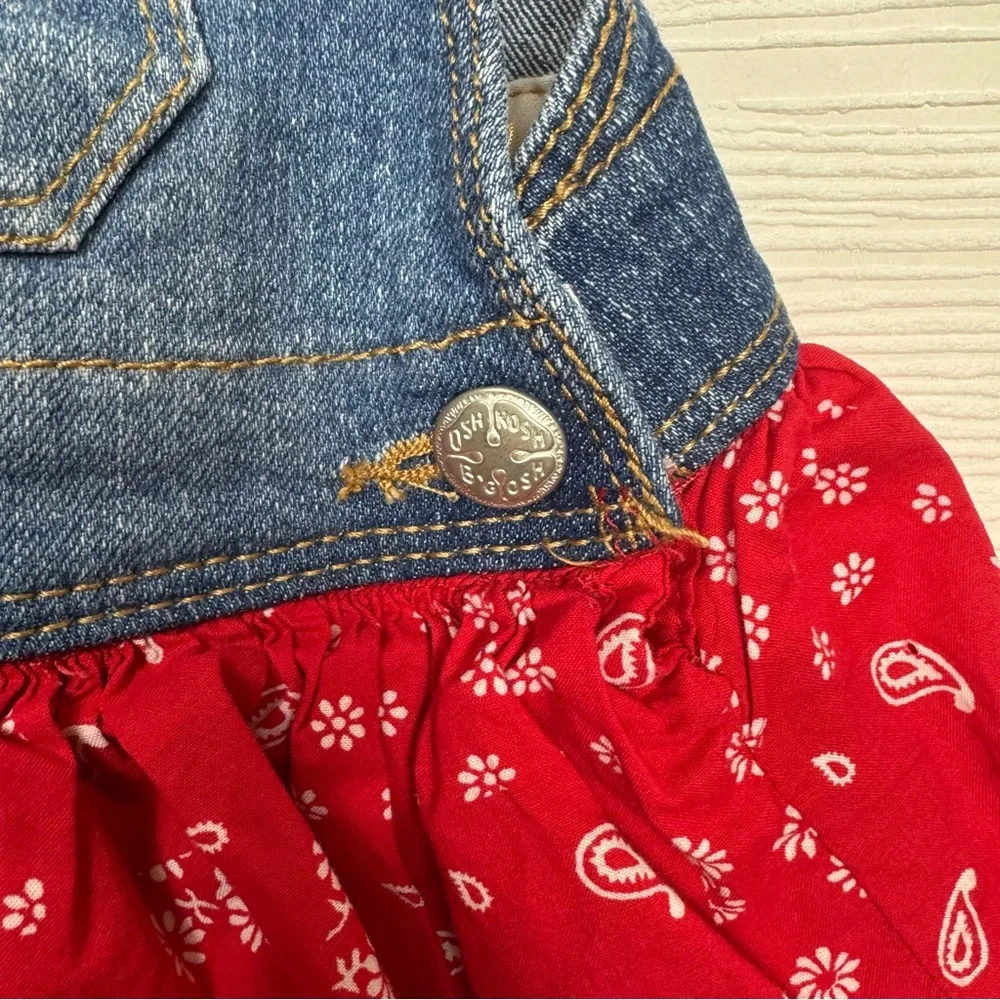 OshKosh B'gosh Blue Denim and Red Floral Skirt Dress